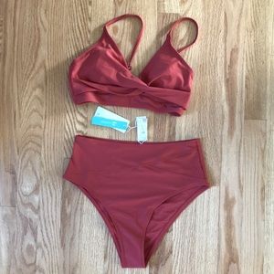NWT Cupshe Marsala twist high waisted swimsuit